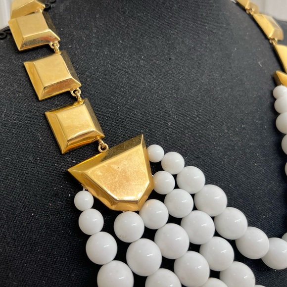 Elaborate Cascading White Beaded Necklace - Picture 5 of 11